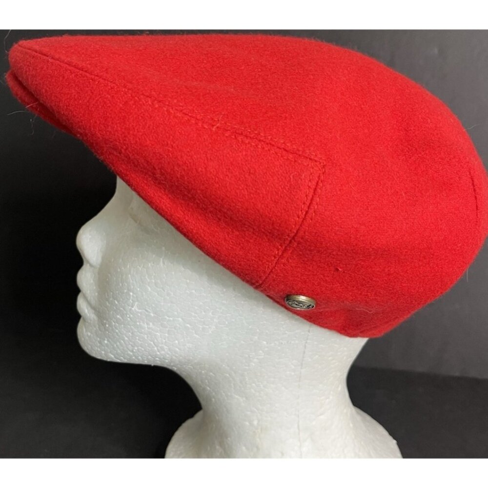 Epoch Red Wool Hat Fashion Womans Size Lg Plaid Inside Newsboy Cabbie Cap
